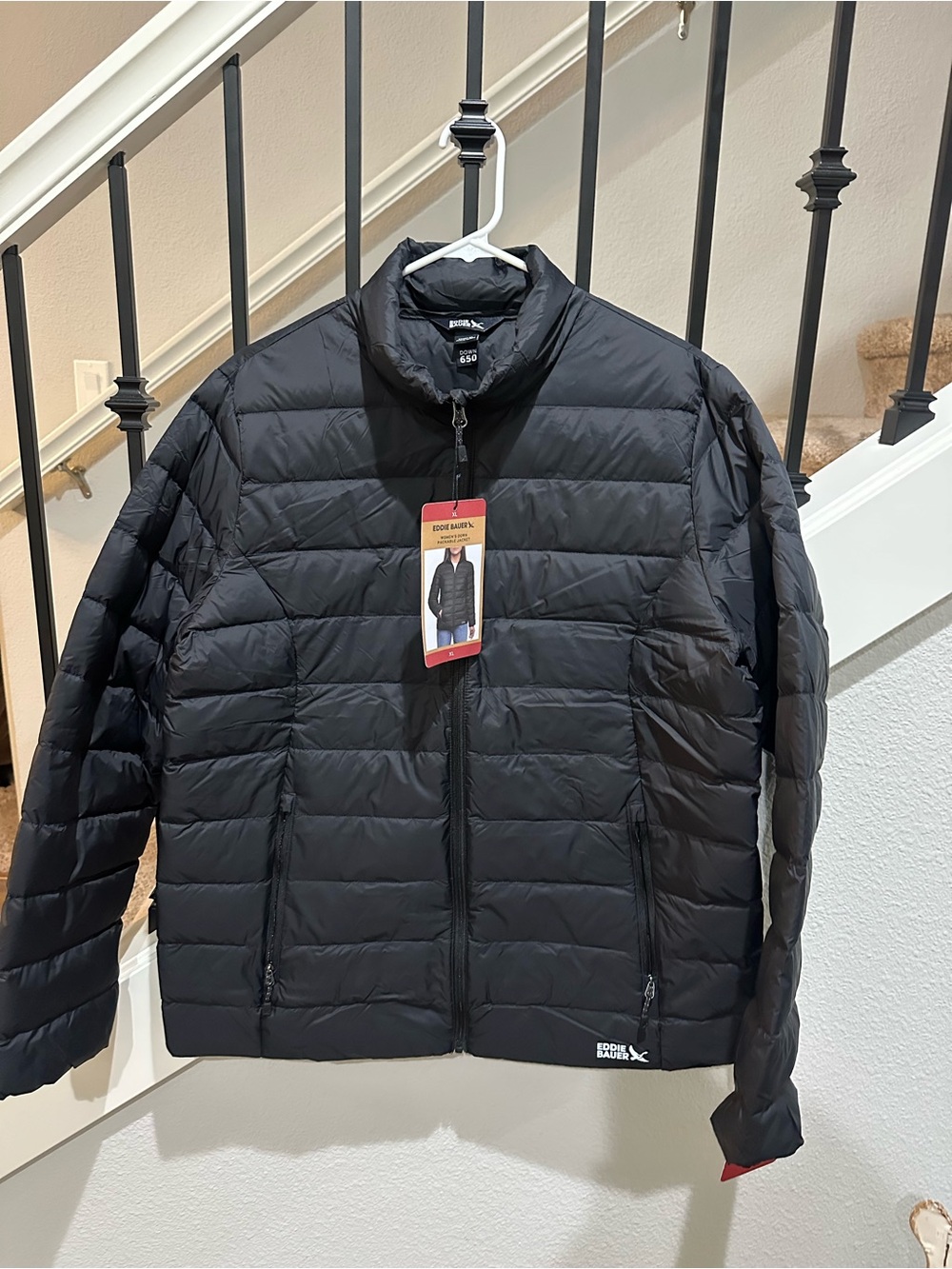 Eddie Bauer Black 650 down Quilted Lightweight packable Puffer Jacket